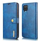 For Samsung Galaxy A12 DG.MING Crazy Horse Texture Flip Detachable Magnetic Leather Case with Holder & Card Slots & Wallet(Blue) - 1