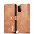 For Samsung Galaxy A52 5G / 4G DG.MING Crazy Horse Texture Flip Detachable Magnetic Leather Case with Holder & Card Slots & Wallet(Brown) - 1