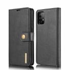 For Samsung Galaxy A52 5G / 4G DG.MING Crazy Horse Texture Flip Detachable Magnetic Leather Case with Holder & Card Slots & Wallet(Black) - 1