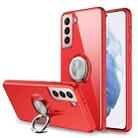 For Samsung Galaxy S21 Ultra 5G Pure Color Shockproof Transparent TPU + Acrylic Protective Case with Ring Holder(Red) - 1