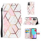 For Samsung Galaxy A52 5G / 4G Marble Stitching Horizontal Flip PU Leather Case with Holder & Card Slots & Wallet & Lanyard(Pink White) - 1