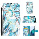 For Samsung Galaxy S21+ 5G Marble Stitching Horizontal Flip PU Leather Case with Holder & Card Slots & Wallet & Lanyard(Blue) - 1