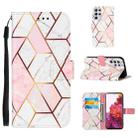 For Samsung Galaxy S21 Ultra 5G Marble Stitching Horizontal Flip PU Leather Case with Holder & Card Slots & Wallet & Lanyard(Pink White) - 1