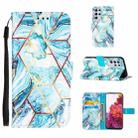 For Samsung Galaxy S21 Ultra 5G Marble Stitching Horizontal Flip PU Leather Case with Holder & Card Slots & Wallet & Lanyard(Blue) - 1