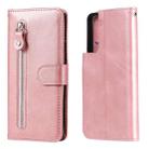 For Samsung Galaxy S21 5G Fashion Calf Texture Zipper Horizontal Flip Leather Case with Holder & Card Slots & Wallet(Rose Gold) - 1