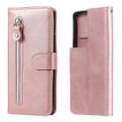 For Samsung Galaxy S21 Ultra 5G Fashion Calf Texture Zipper Horizontal Flip Leather Case with Holder & Card Slots & Wallet(Rose Gold) - 1