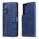 For Samsung Galaxy S21 Ultra 5G Fashion Calf Texture Zipper Horizontal Flip Leather Case with Holder & Card Slots & Wallet(Blue) - 1