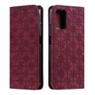 For Xiaomi Poco M3 Lucky Flowers Embossing Pattern Magnetic Horizontal Flip Leather Case with Holder & Card Slots(Wine Red) - 1