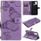For OPPO A53 (2020) / A53s / A33 (2020) / A32 3D Butterflies Embossing Pattern Horizontal Flip Leather Case with Holder & Card Slot & Wallet(Purple) - 1