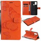 For OPPO A53 (2020) / A53s / A33 (2020) / A32 3D Butterflies Embossing Pattern Horizontal Flip Leather Case with Holder & Card Slot & Wallet(Orange) - 1