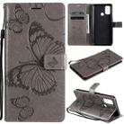 For OPPO A53 (2020) / A53s / A33 (2020) / A32 3D Butterflies Embossing Pattern Horizontal Flip Leather Case with Holder & Card Slot & Wallet(Grey) - 1