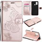 For OPPO A53 (2020) / A53s / A33 (2020) / A32 3D Butterflies Embossing Pattern Horizontal Flip Leather Case with Holder & Card Slot & Wallet(Rose Gold) - 1