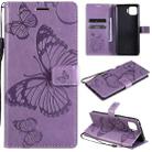 For OPPO F17 Pro / Reno4 Lite 3D Butterflies Embossing Pattern Horizontal Flip Leather Case with Holder & Card Slot & Wallet(Purple) - 1