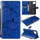 For OPPO F17 Pro / Reno4 Lite 3D Butterflies Embossing Pattern Horizontal Flip Leather Case with Holder & Card Slot & Wallet(Blue) - 1