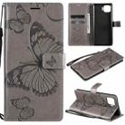 For OPPO F17 Pro / Reno4 Lite 3D Butterflies Embossing Pattern Horizontal Flip Leather Case with Holder & Card Slot & Wallet(Grey) - 1