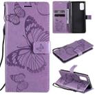 For OPPO Realme 7 Pro 3D Butterflies Embossing Pattern Horizontal Flip Leather Case with Holder & Card Slot & Wallet(Purple) - 1