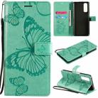 For OPPO Realme 7 3D Butterflies Embossing Pattern Horizontal Flip Leather Case with Holder & Card Slot & Wallet(Green) - 1