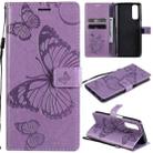 For OPPO Realme 7 3D Butterflies Embossing Pattern Horizontal Flip Leather Case with Holder & Card Slot & Wallet(Purple) - 1