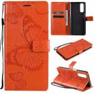 For OPPO Realme 7 3D Butterflies Embossing Pattern Horizontal Flip Leather Case with Holder & Card Slot & Wallet(Orange) - 1