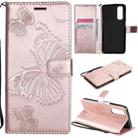 For OPPO Realme 7 3D Butterflies Embossing Pattern Horizontal Flip Leather Case with Holder & Card Slot & Wallet(Rose Gold) - 1