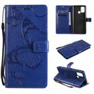 For OPPO Realme 7i / C17 3D Butterflies Embossing Pattern Horizontal Flip Leather Case with Holder & Card Slot & Wallet(Blue) - 1