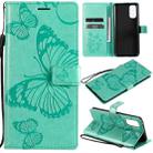 For OPPO Reno4 4G 3D Butterflies Embossing Pattern Horizontal Flip Leather Case with Holder & Card Slot & Wallet(Green) - 1