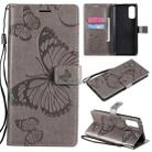 For OPPO Reno4 4G 3D Butterflies Embossing Pattern Horizontal Flip Leather Case with Holder & Card Slot & Wallet(Grey) - 1
