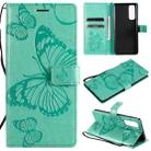 For OPPO Reno4 Pro 4G 3D Butterflies Embossing Pattern Horizontal Flip Leather Case with Holder & Card Slot & Wallet(Green) - 1