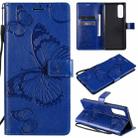 For OPPO Reno4 Pro 4G 3D Butterflies Embossing Pattern Horizontal Flip Leather Case with Holder & Card Slot & Wallet(Blue) - 1