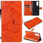 For OPPO Reno4 Pro 4G 3D Butterflies Embossing Pattern Horizontal Flip Leather Case with Holder & Card Slot & Wallet(Orange) - 1