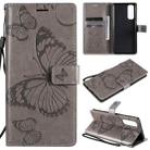 For OPPO Reno4 Pro 4G 3D Butterflies Embossing Pattern Horizontal Flip Leather Case with Holder & Card Slot & Wallet(Grey) - 1