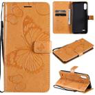 For LG K22 / K22 Plus 3D Butterflies Embossing Pattern Horizontal Flip Leather Case with Holder & Card Slot & Wallet(Yellow) - 1