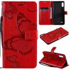 For LG K22 / K22 Plus 3D Butterflies Embossing Pattern Horizontal Flip Leather Case with Holder & Card Slot & Wallet(Red) - 1