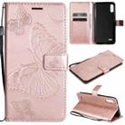 For LG K22 / K22 Plus 3D Butterflies Embossing Pattern Horizontal Flip Leather Case with Holder & Card Slot & Wallet(Rose Gold) - 1