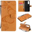 For Huawei P smart 2021 3D Butterflies Embossing Pattern Horizontal Flip Leather Case with Holder & Card Slot & Wallet(Yellow) - 1