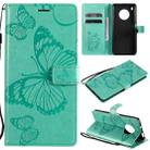 For Huawei Y9a 3D Butterflies Embossing Pattern Horizontal Flip Leather Case with Holder & Card Slot & Wallet(Green) - 1