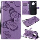 For Huawei Y9a 3D Butterflies Embossing Pattern Horizontal Flip Leather Case with Holder & Card Slot & Wallet(Purple) - 1