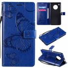 For Huawei Y9a 3D Butterflies Embossing Pattern Horizontal Flip Leather Case with Holder & Card Slot & Wallet(Blue) - 1