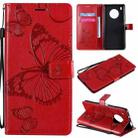 For Huawei Y9a 3D Butterflies Embossing Pattern Horizontal Flip Leather Case with Holder & Card Slot & Wallet(Red) - 1
