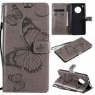 For Huawei Y9a 3D Butterflies Embossing Pattern Horizontal Flip Leather Case with Holder & Card Slot & Wallet(Grey) - 1