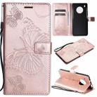 For Huawei Y9a 3D Butterflies Embossing Pattern Horizontal Flip Leather Case with Holder & Card Slot & Wallet(Rose Gold) - 1