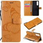 For Sony Xperia5 II 3D Butterflies Embossing Pattern Horizontal Flip Leather Case with Holder & Card Slot & Wallet(Yellow) - 1