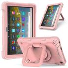 For Amazon Kindle Fire HD 8 (2020) Contrast Color Shockproof Robot Silicone + PC Case with Wristband Holder(Rose Gold) - 1