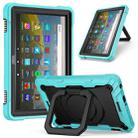 For Amazon Kindle Fire HD 8 (2020) Contrast Color Shockproof Robot Silicone + PC Case with Wristband Holder(Mint Green + Black) - 1