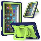 For Amazon Kindle Fire HD 8 (2020) Contrast Color Shockproof Robot Silicone + PC Case with Wristband Holder(Navy Blue + Yellow-green) - 1