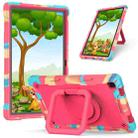 For Samsung Galaxy Tab A7 10.4 (2020) T500 / T505 Contrast Color Shockproof Robot Silicone + PC Case with Wristband Holder(Camouflage + Rose Red) - 1
