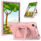 For Samsung Galaxy Tab A7 10.4 (2020) T500 / T505 Contrast Color Shockproof Robot Silicone + PC Case with Wristband Holder(Rose Gold) - 1