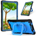 For Samsung Galaxy Tab A7 10.4 (2020) T500 / T505 Contrast Color Shockproof Robot Silicone + PC Case with Wristband Holder(Black + Blue) - 1
