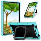 For Samsung Galaxy Tab A7 10.4 (2020) T500 / T505 Contrast Color Shockproof Robot Silicone + PC Case with Wristband Holder(Mint Green + Black) - 1