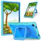 For Samsung Galaxy Tab A7 10.4 (2020) T500 / T505 Contrast Color Shockproof Robot Silicone + PC Case with Wristband Holder(Mint Green + Blue) - 1